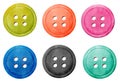 Watercolor illustration collection of six colorful sewing buttons. Royalty Free Stock Photo